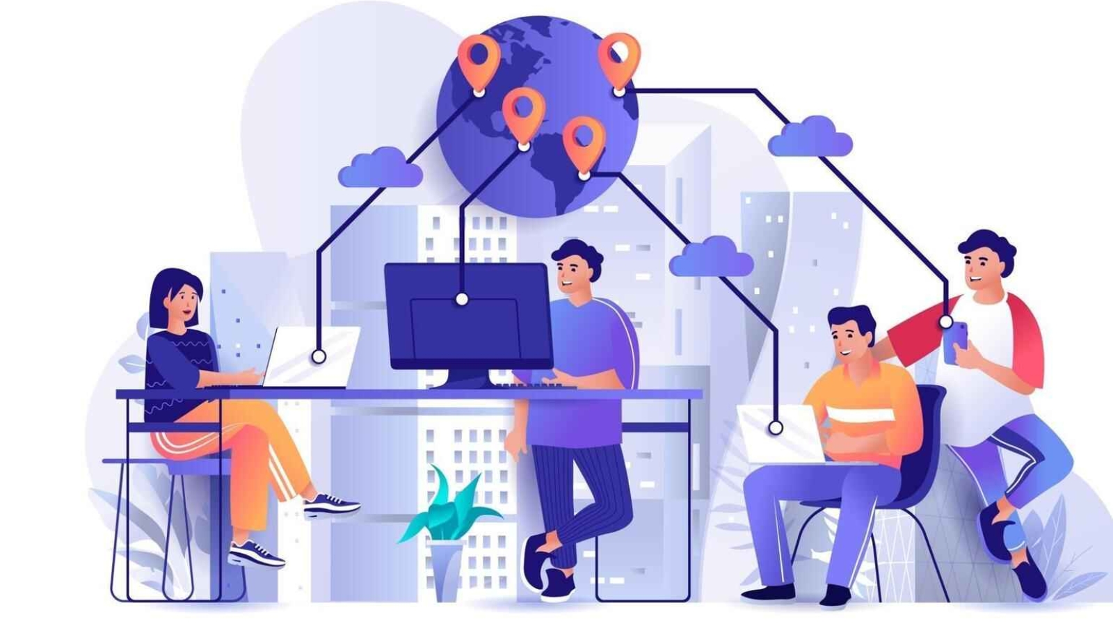 outsourcing company concept in flat design vector