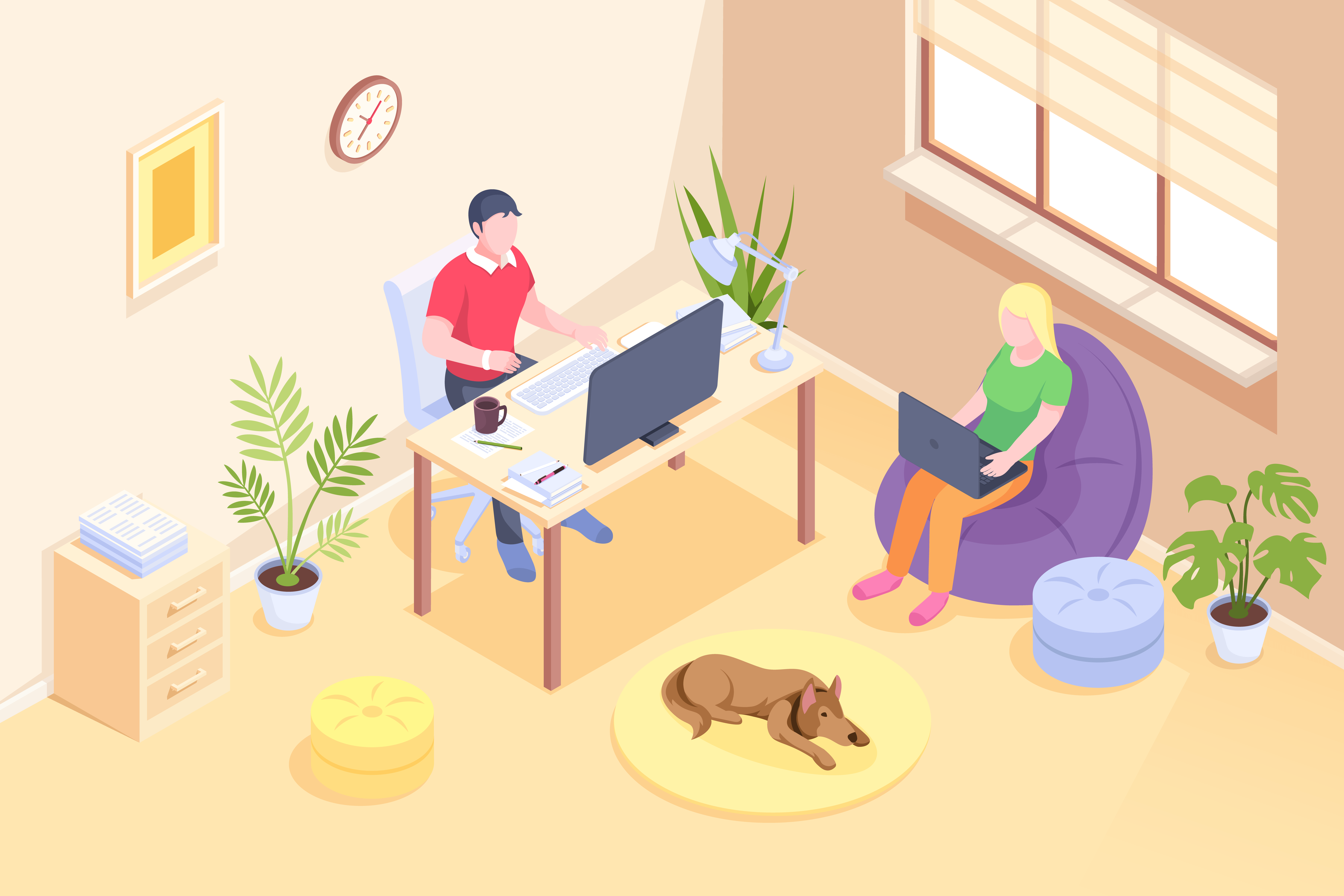 working online from home